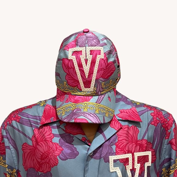 Versace Blue, Pattern Print Baseball Cap - Picture 1 of 8